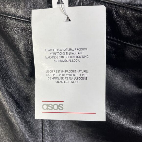 ASOS Women's Size US 12 Black Genuine Leather Flared Pants Grunge Rock Y2K - Picture 4 of 6